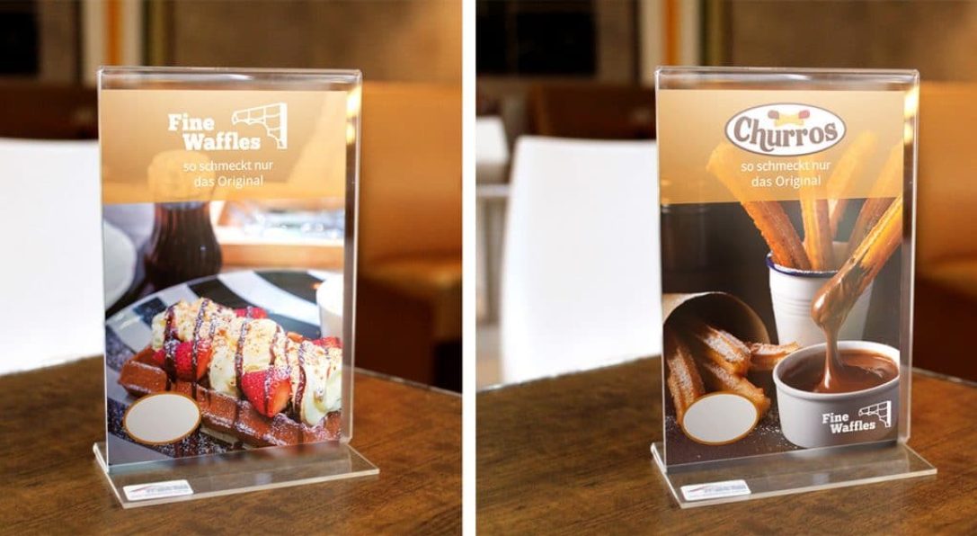 Tischaufsteller Fine Waffels